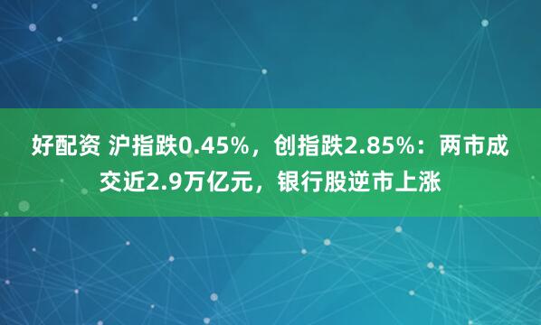 好配资 沪指跌0.45%，创指跌2.85%：两市成交近2.9万亿元，银行股逆市上涨